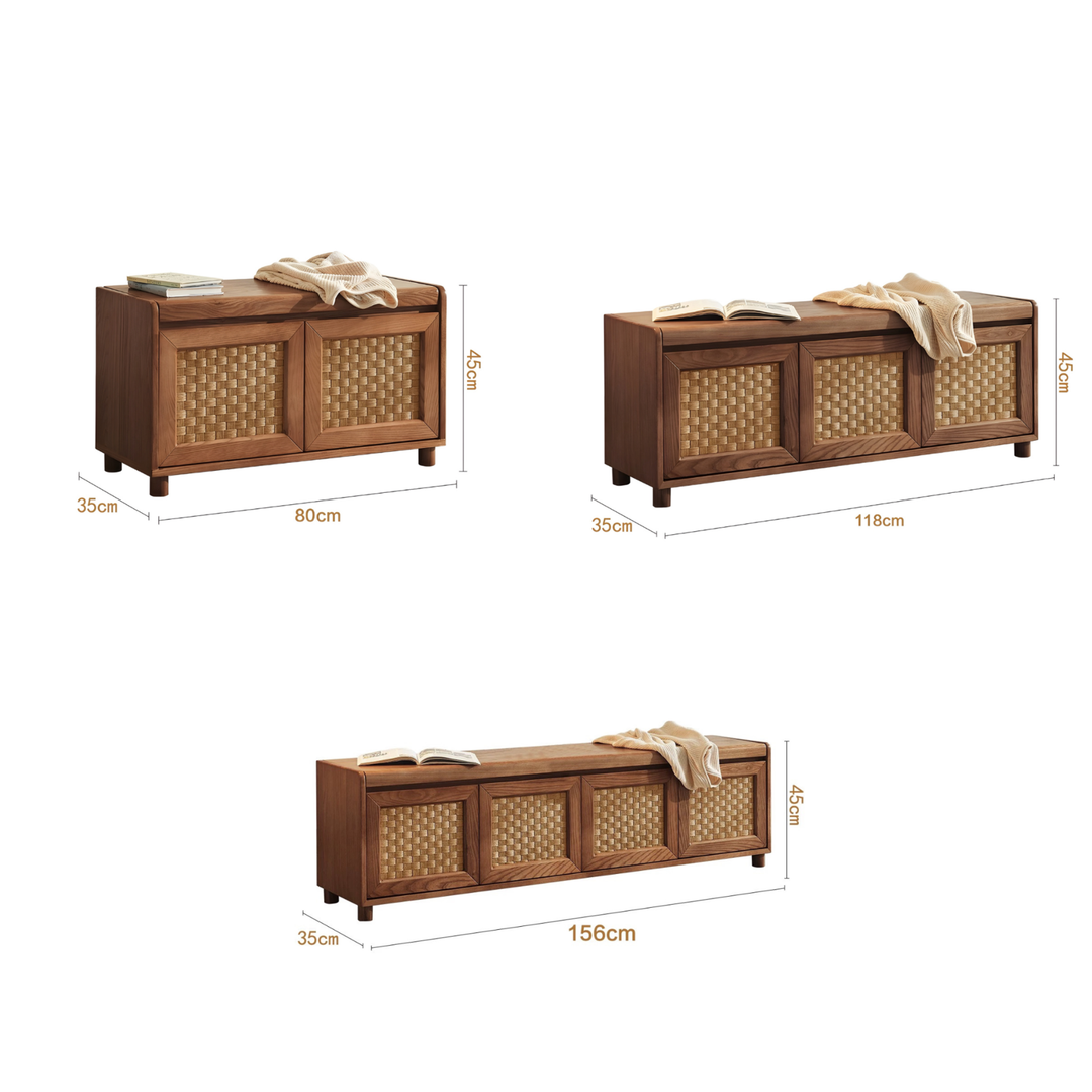 VAREMONT Rustic Solid Wood Storage Bench