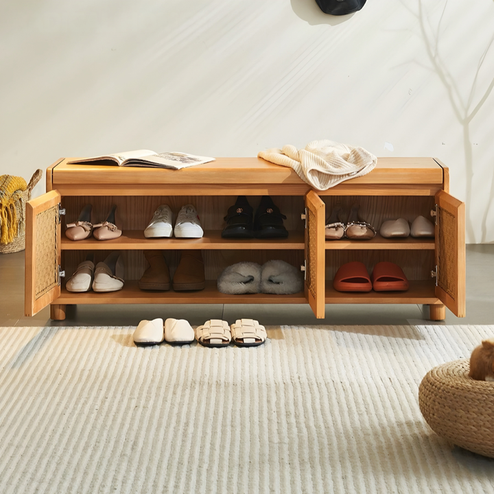 VAREMONT Rustic Solid Wood Storage Bench