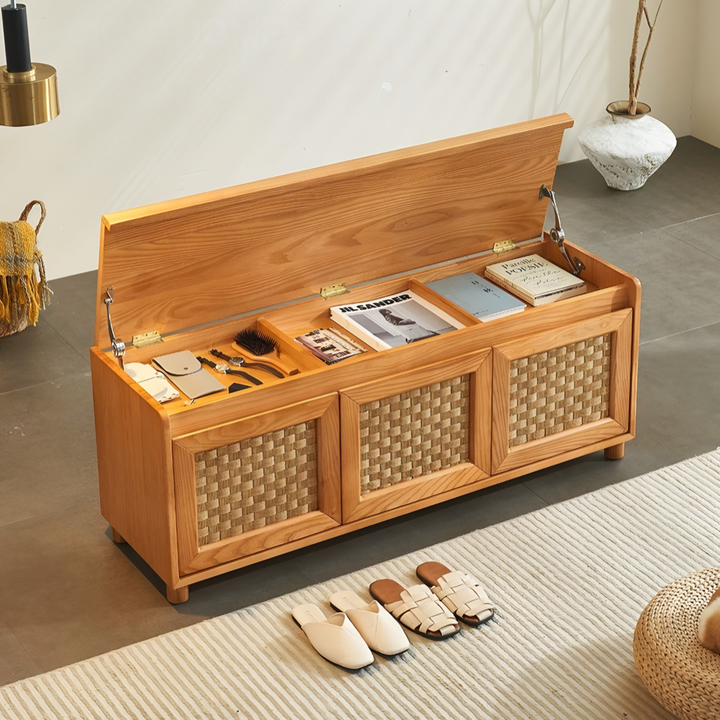 VAREMONT Rustic Solid Wood Storage Bench