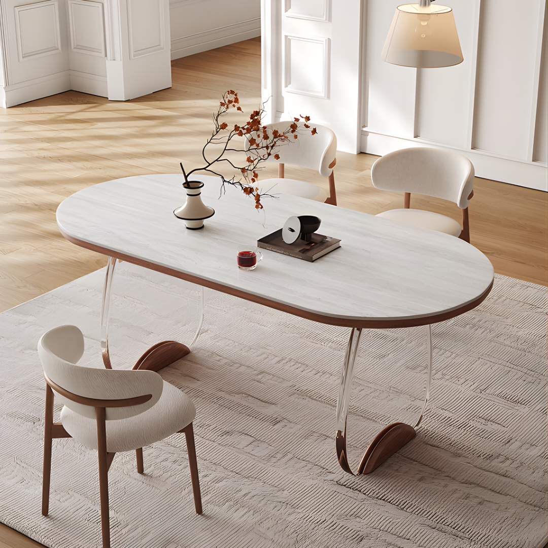 LEVITAS Travertine Sintered Stone Dining Table and Chair Set
