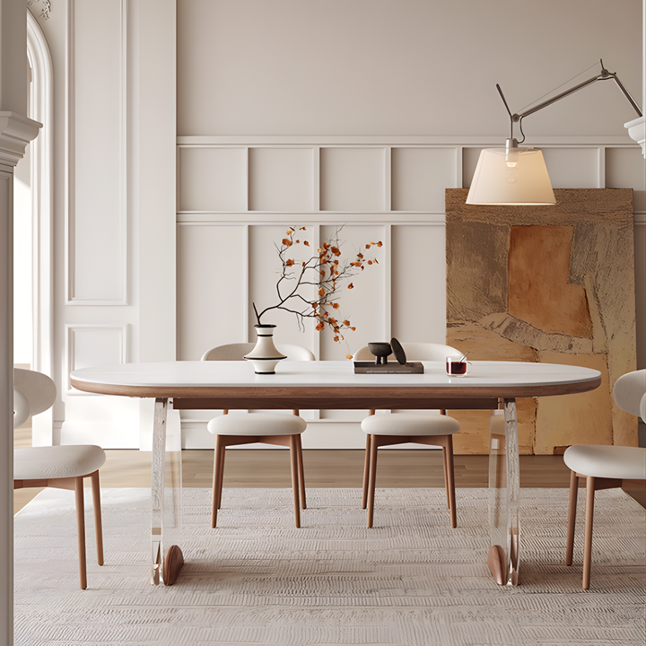 LEVITAS Travertine Sintered Stone Dining Table and Chair Set