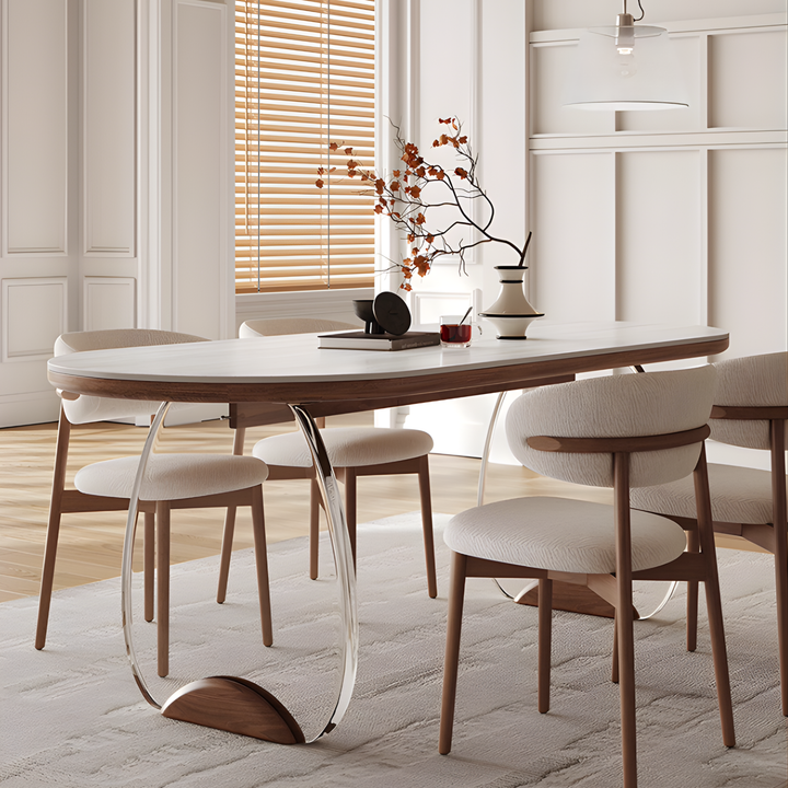 LEVITAS Travertine Sintered Stone Dining Table and Chair Set