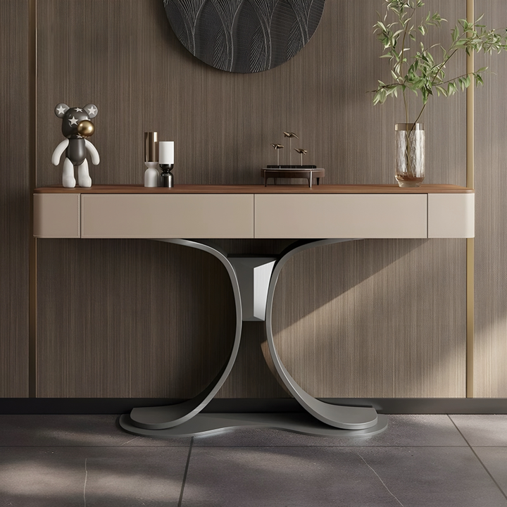 VESTARO Modern Saddle Leather Console Table