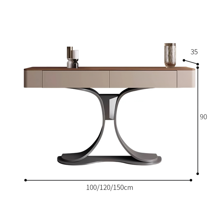 VESTARO Modern Saddle Leather Console Table
