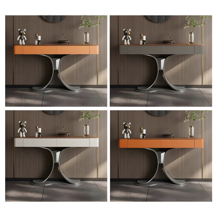 VESTARO Modern Saddle Leather Console Table