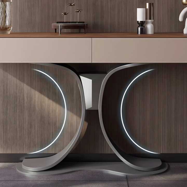 VESTARO Modern Saddle Leather Console Table