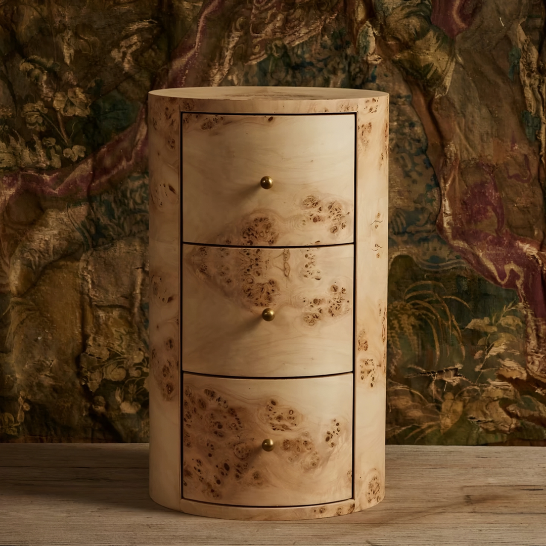 CYRANO Mappa Burl Bedside Table - Cassa Haus Singapore