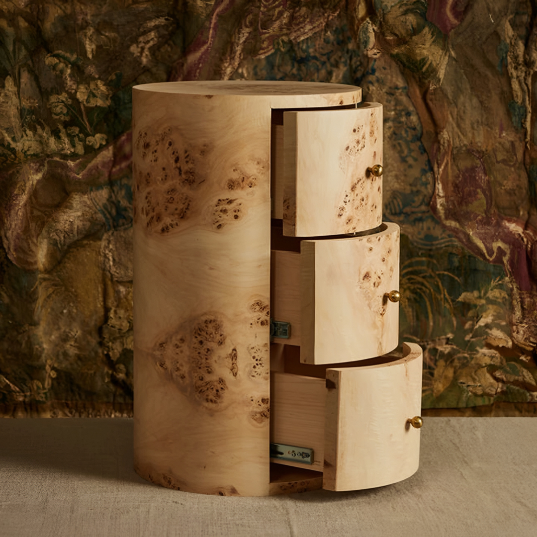 CYRANO Mappa Burl Bedside Table - Cassa Haus Singapore