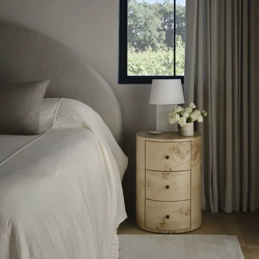 CYRANO Mappa Burl Bedside Table - Cassa Haus Singapore