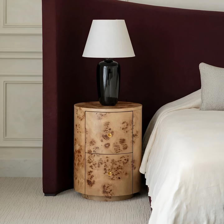 CYRANO Mappa Burl Bedside Table - Cassa Haus Singapore