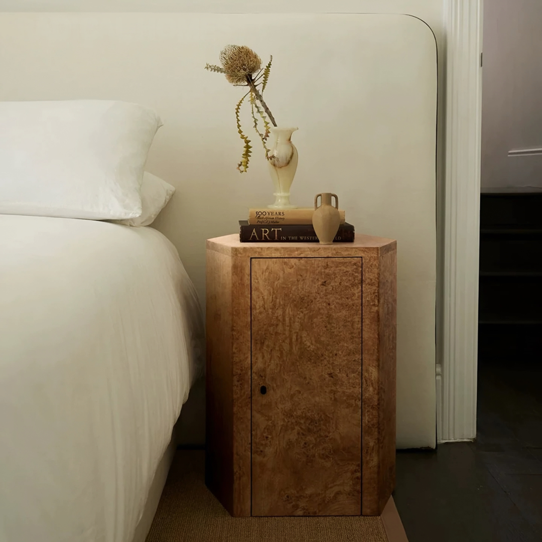 ESVARO Mappa Burl Bedside Table