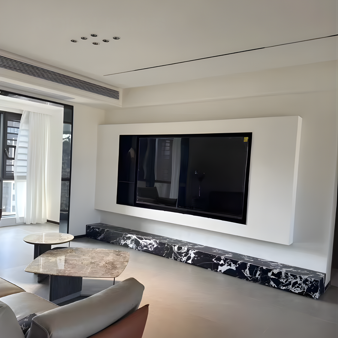 VELMORA Modern Travertine TV Console