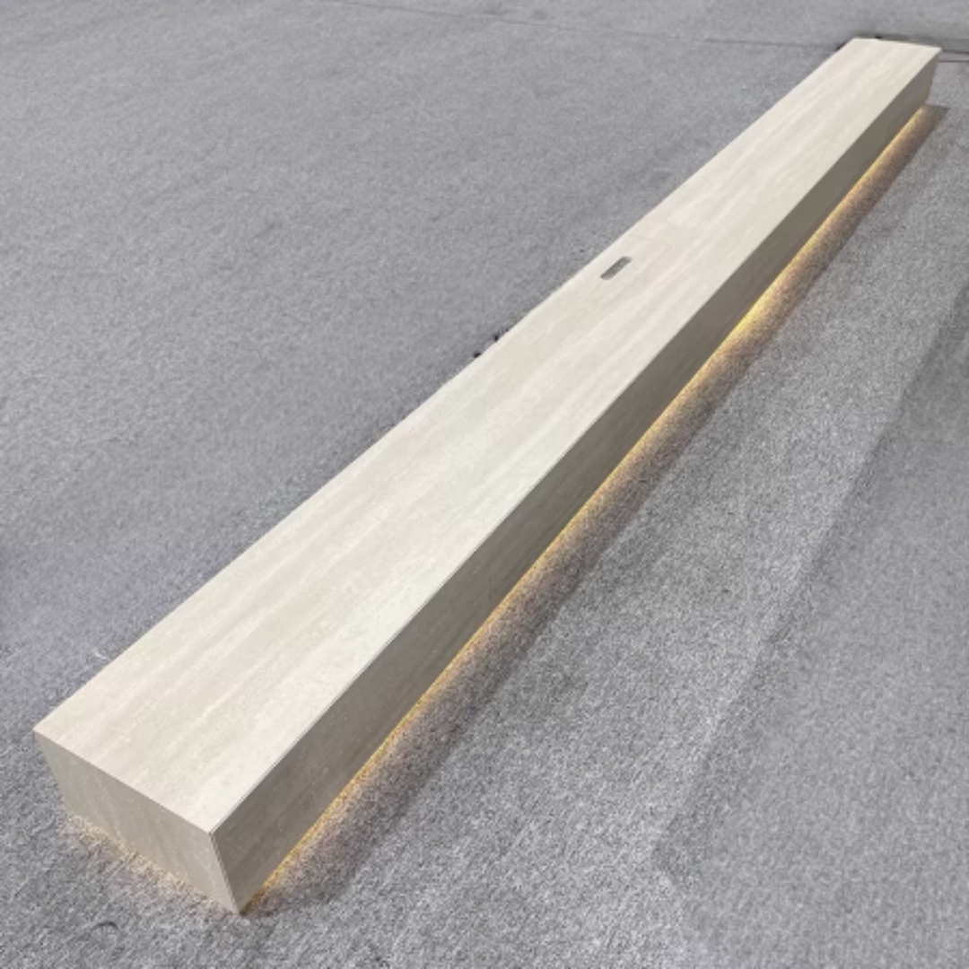 VELMORA Modern Travertine TV Console