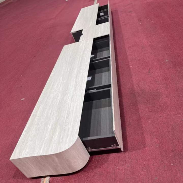 VELMORA Modern Travertine TV Console