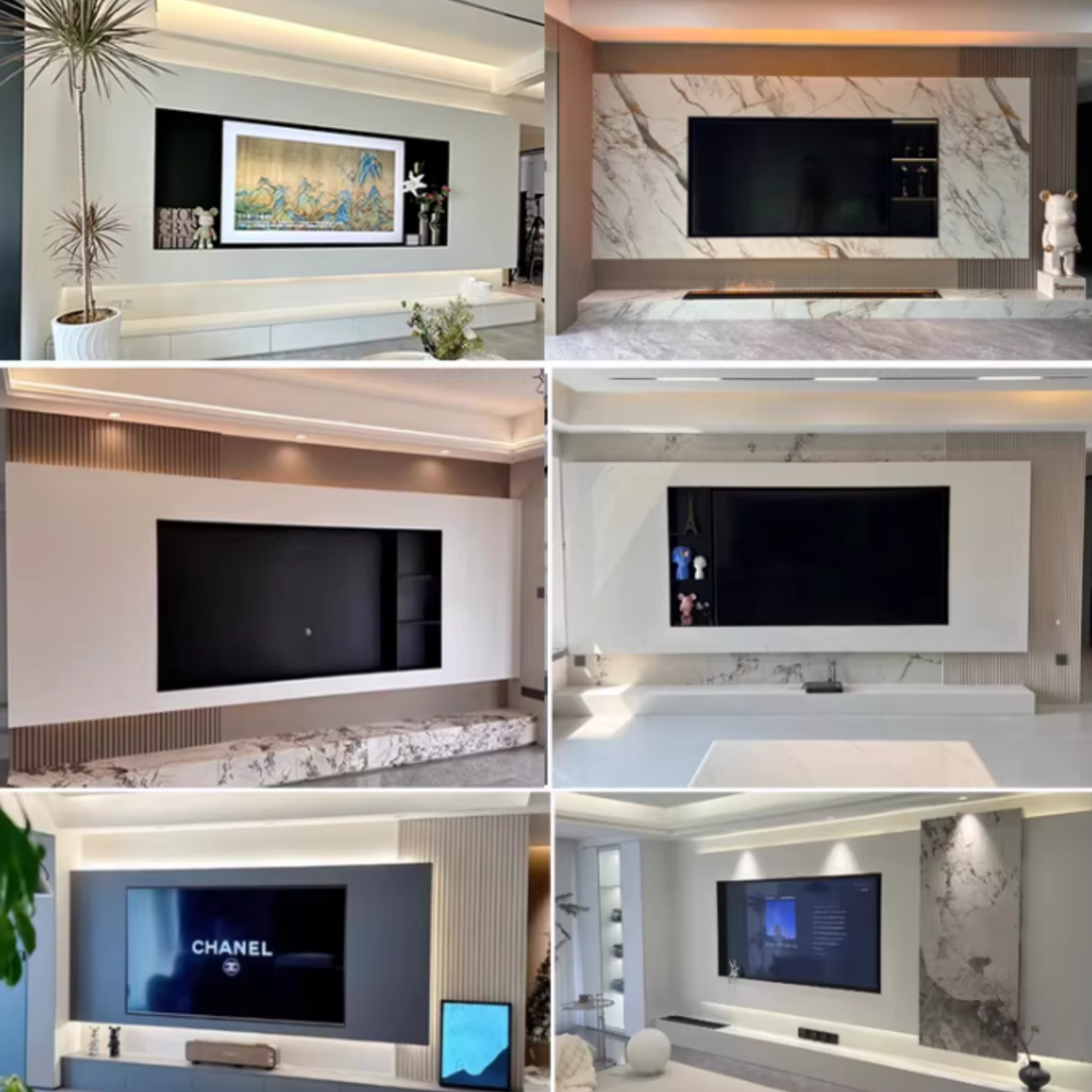 VELMORA Modern Travertine TV Console