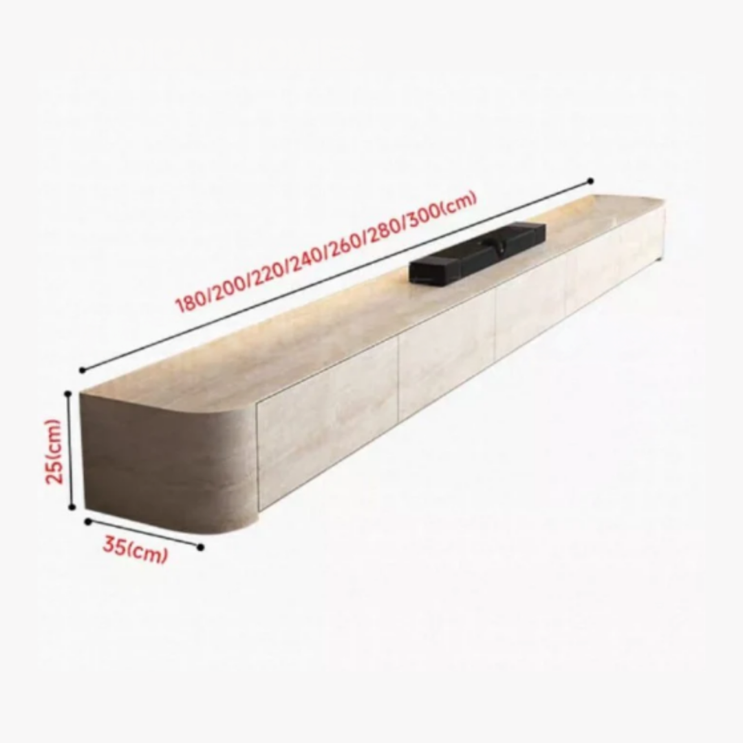 VELMORA Modern Travertine TV Console