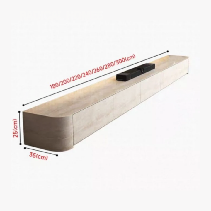 VELMORA Modern Travertine TV Console