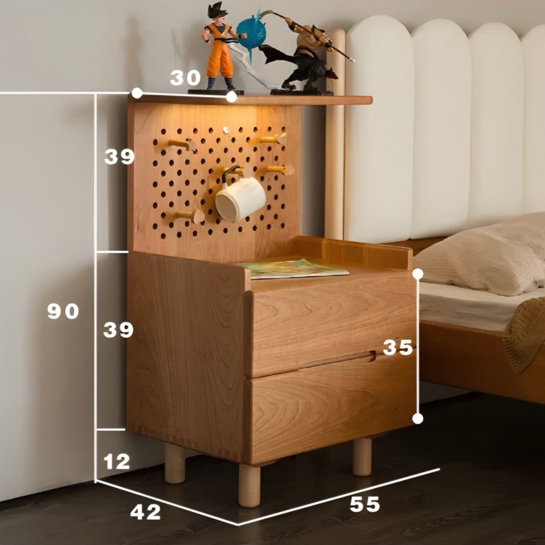 NOLEN Japandi Solid Wood Bedside Table