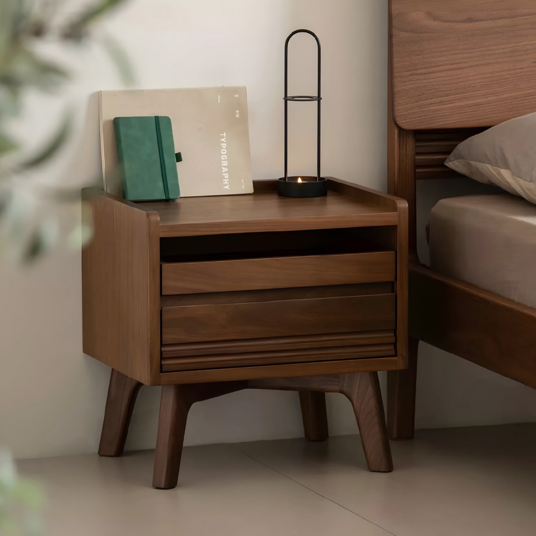 ROVEN Rustic Solid Wood Bedside Table