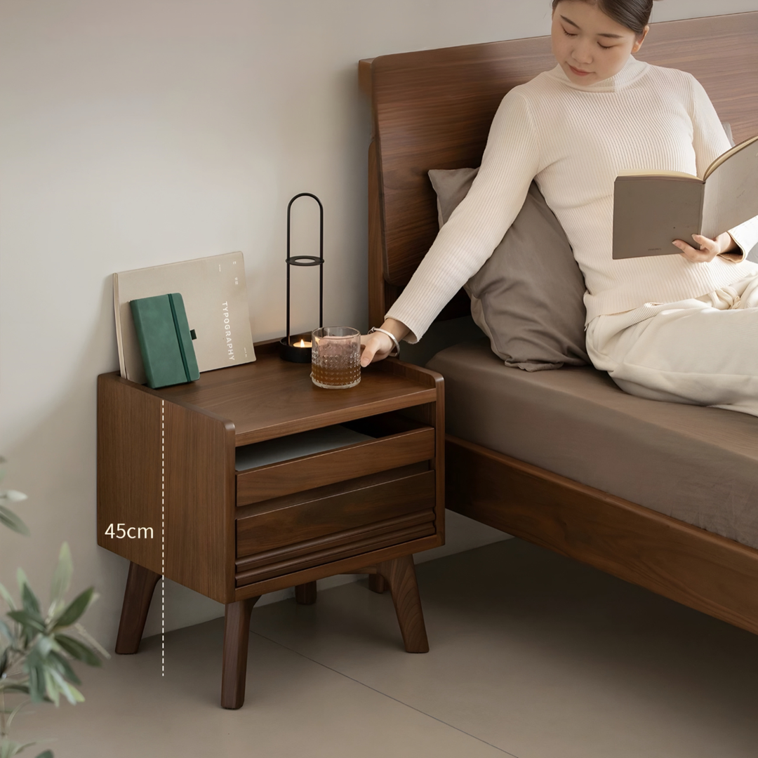 ROVEN Rustic Solid Wood Bedside Table