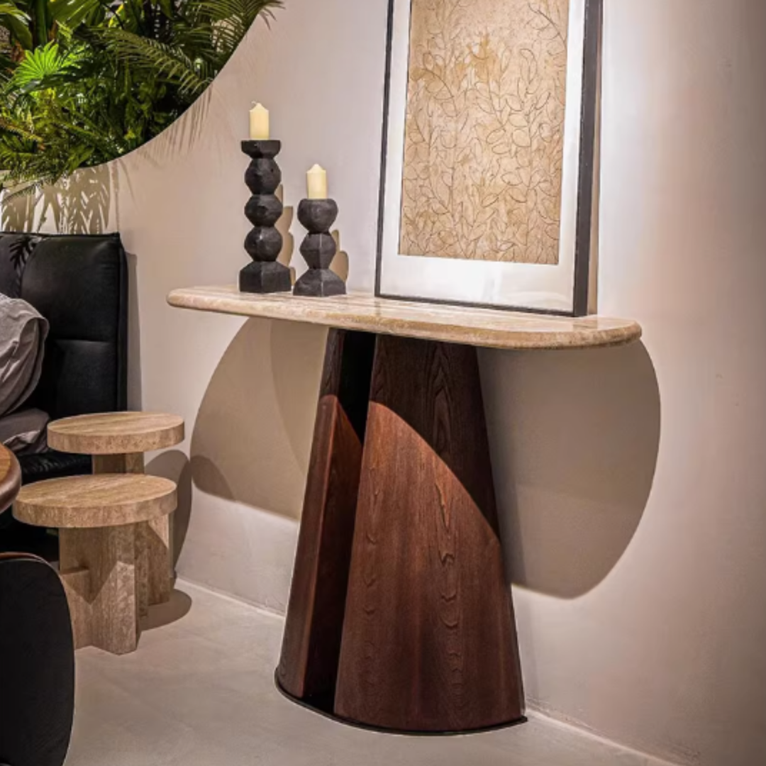 TERRANO Modern Travertine Console Table