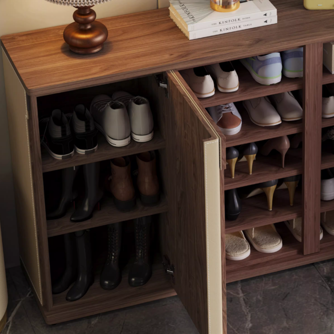 PELLE Modern Saddle Leather Shoe Cabinet