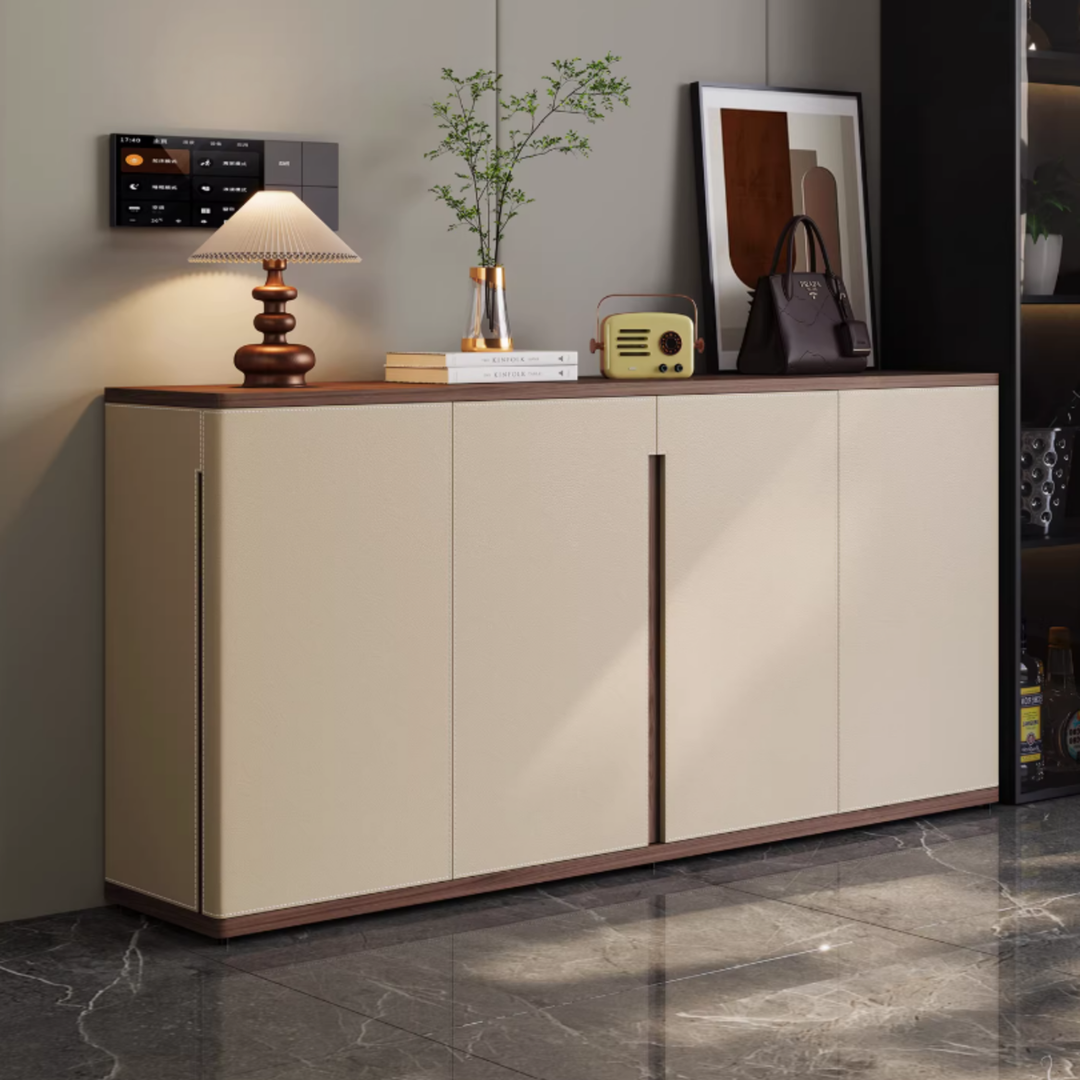 PELLE Modern Saddle Leather Shoe Cabinet