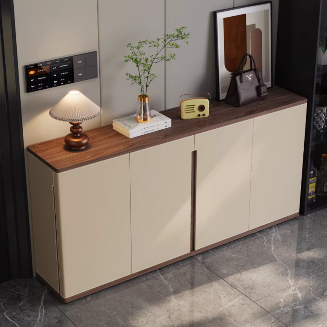 PELLE Modern Saddle Leather Shoe Cabinet