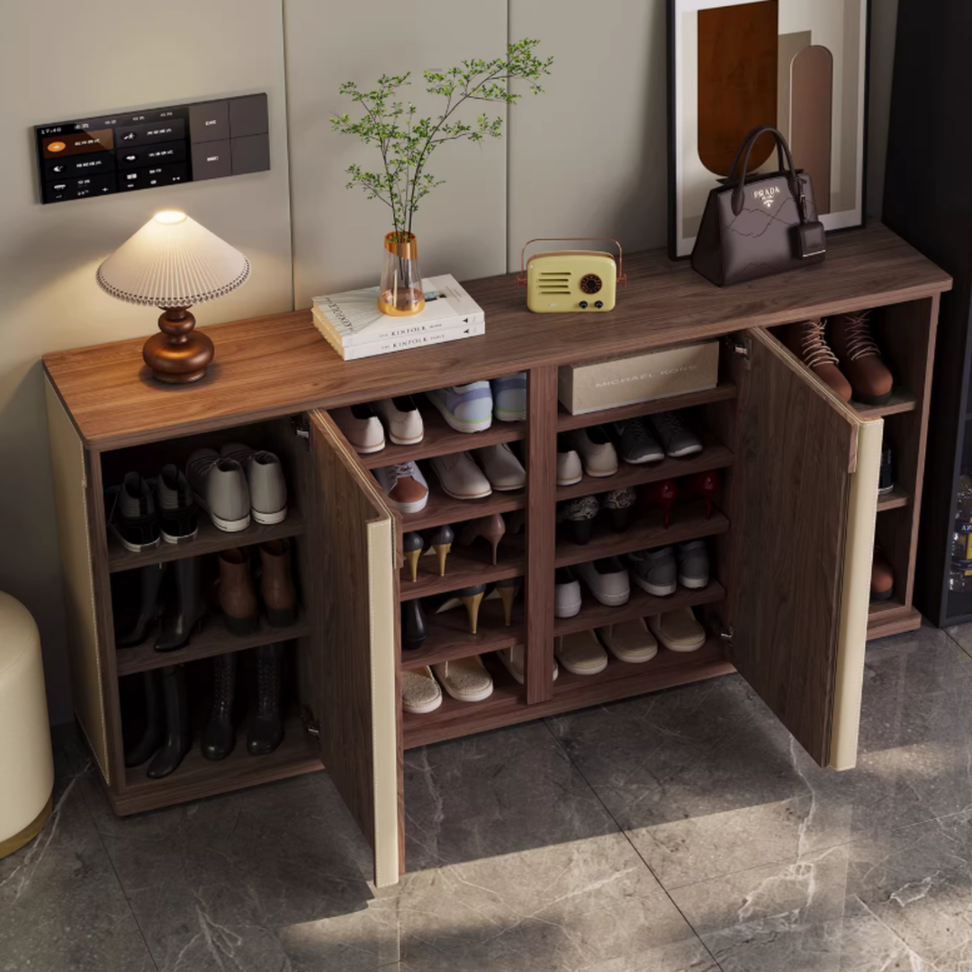 PELLE Modern Saddle Leather Shoe Cabinet