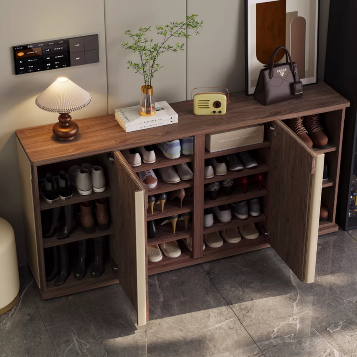 PELLE Modern Saddle Leather Shoe Cabinet