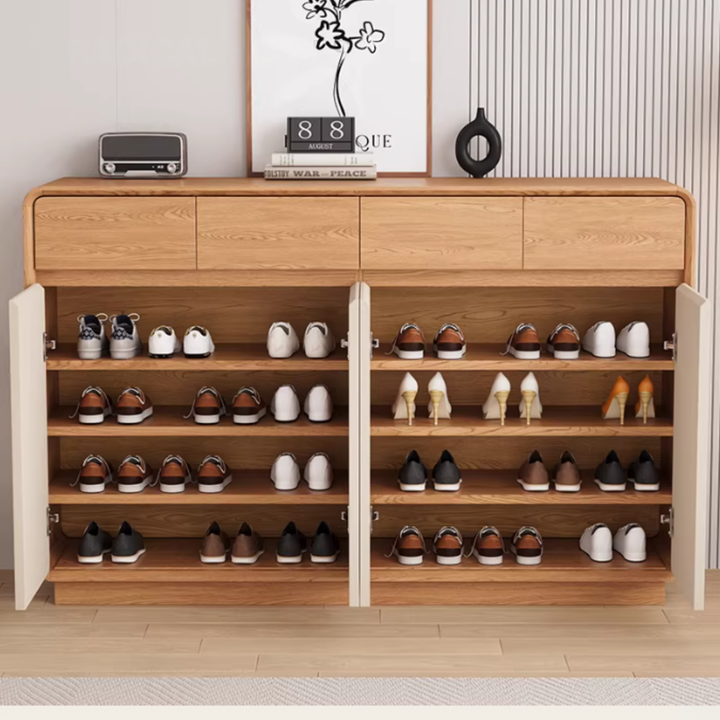 MINGEI Modern Solid Wood Shoe Cabinet