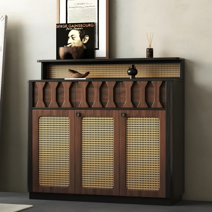 LATTICE Rustic Rattan Shoe Cabinet