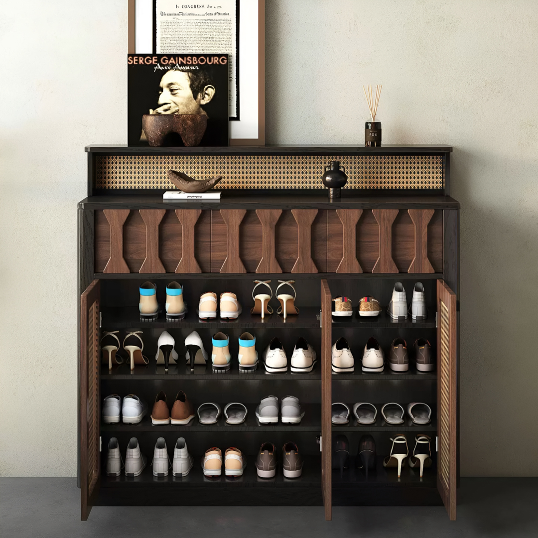 LATTICE Rustic Rattan Shoe Cabinet