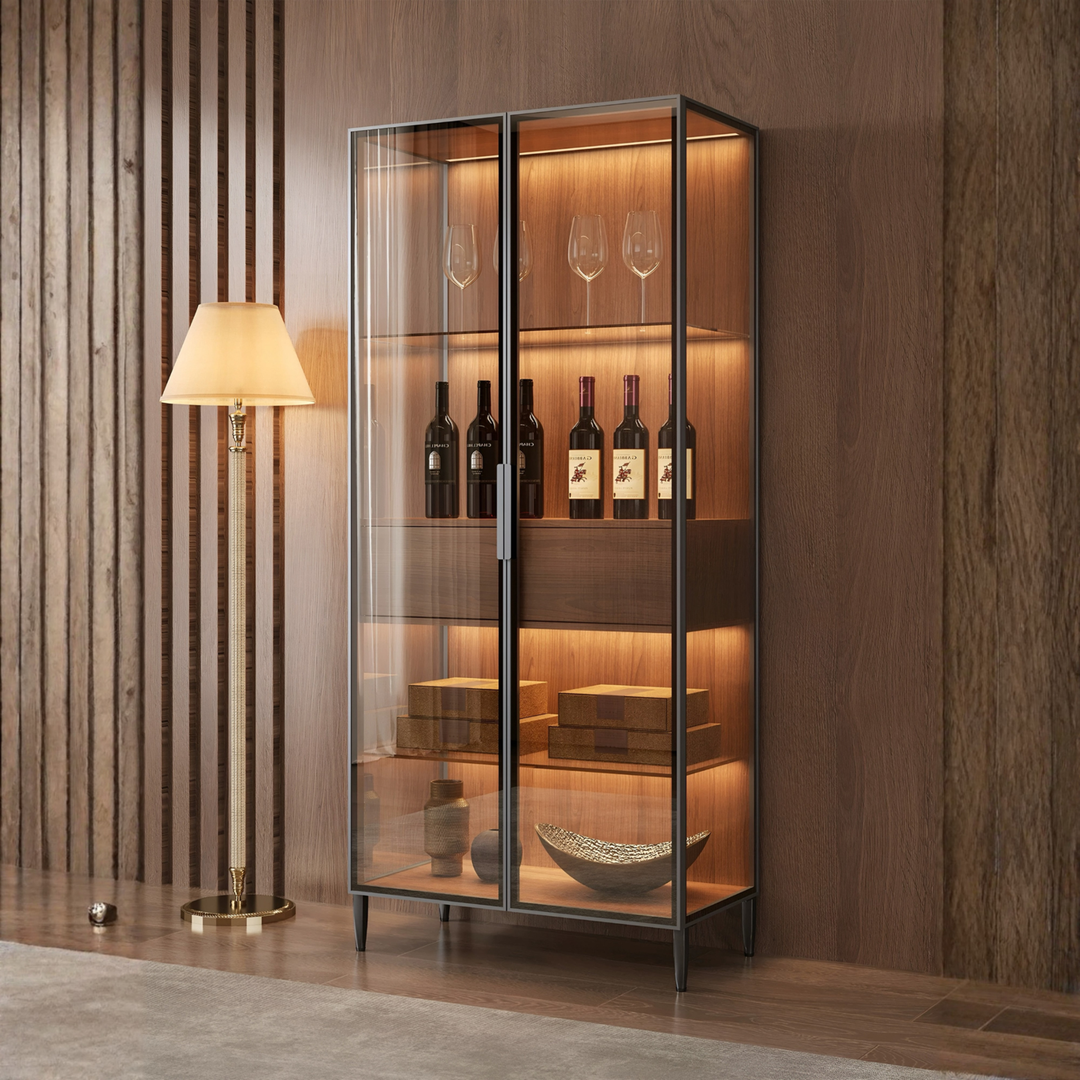 LUXENZA Modern Glass Display Cabinet