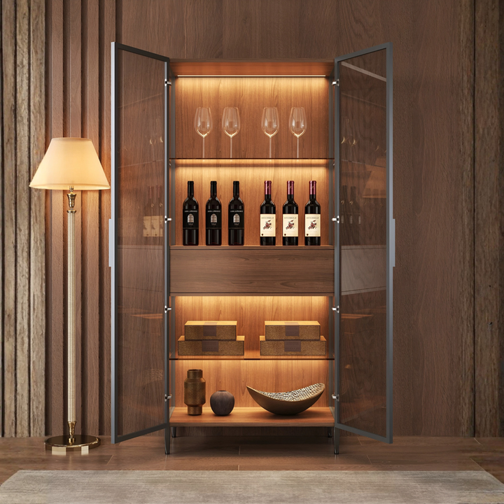 LUXENZA Modern Glass Display Cabinet
