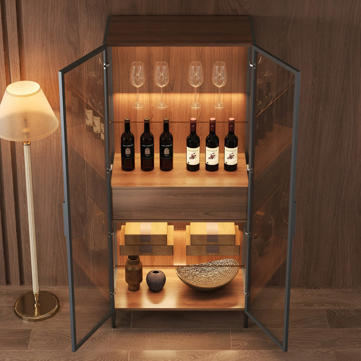 LUXENZA Modern Glass Display Cabinet