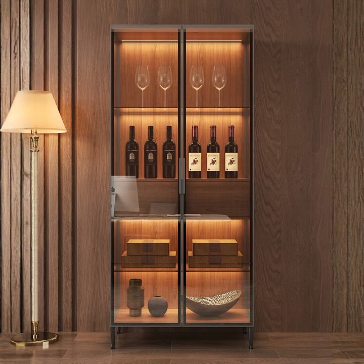 LUXENZA Modern Glass Display Cabinet