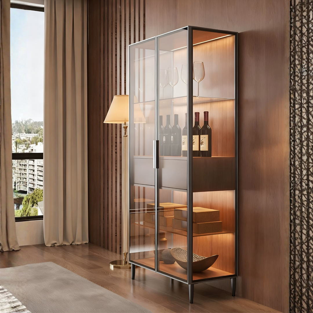 LUXENZA Modern Glass Display Cabinet