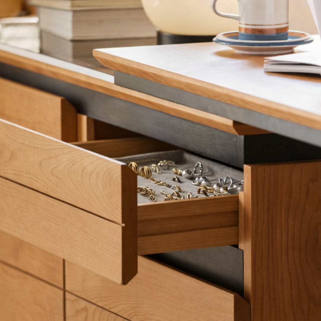STUDIO Modern Solid Wood Vanity Table with Chest of Drawers - Cassa Haus Singapore
