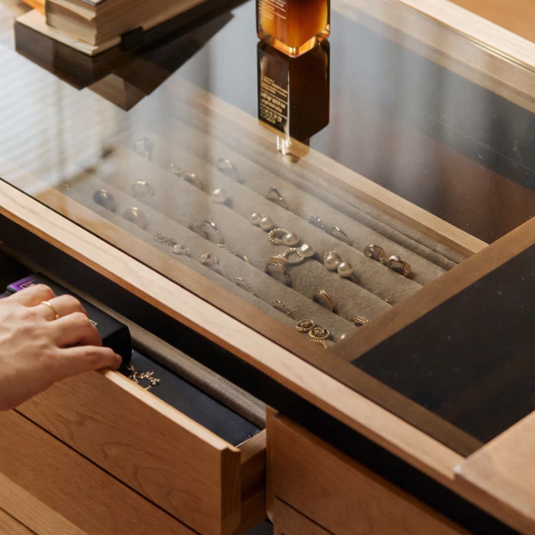 STUDIO Modern Solid Wood Vanity Table with Chest of Drawers - Cassa Haus Singapore