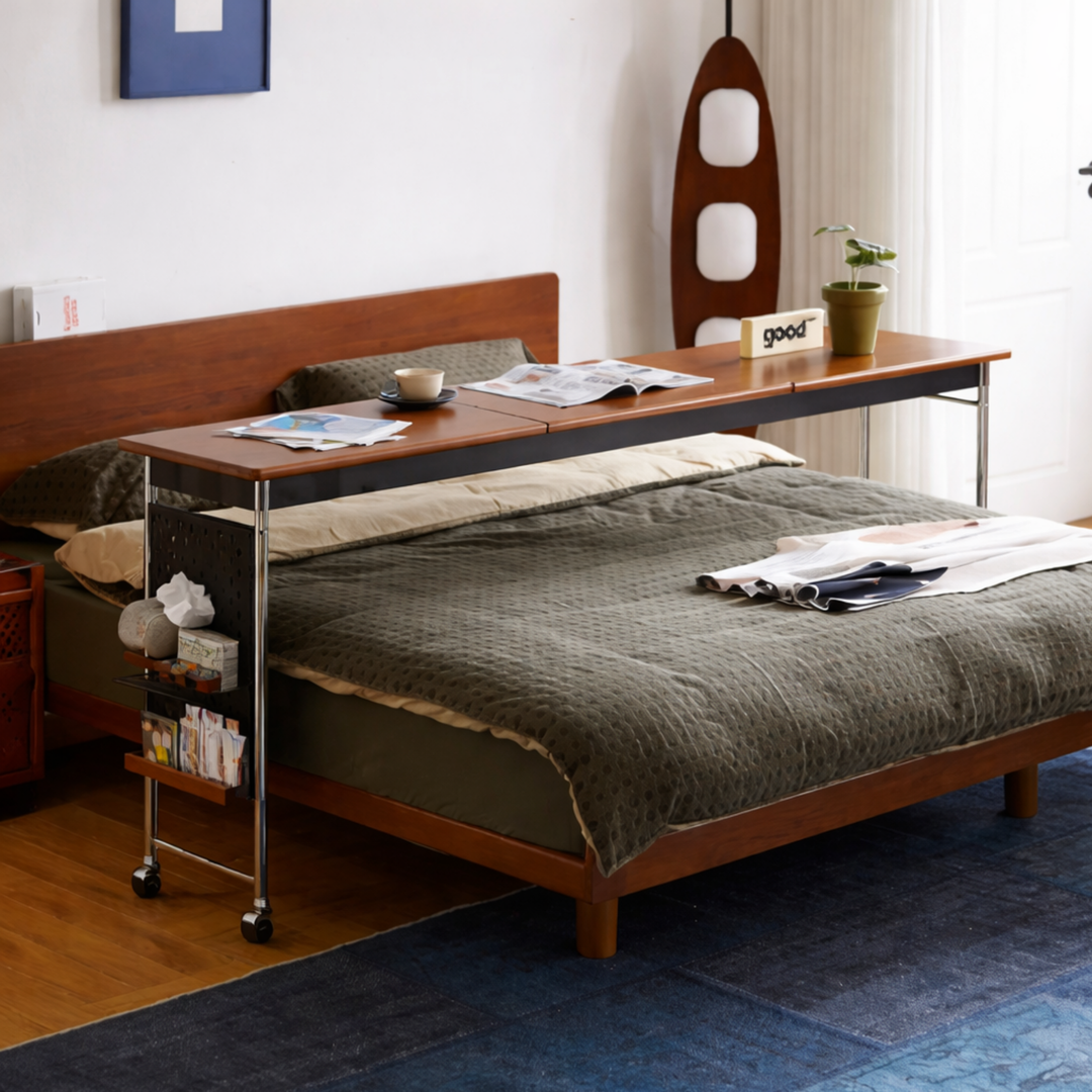 TAVERO Modern Solid Wood Mobile Overbed Table