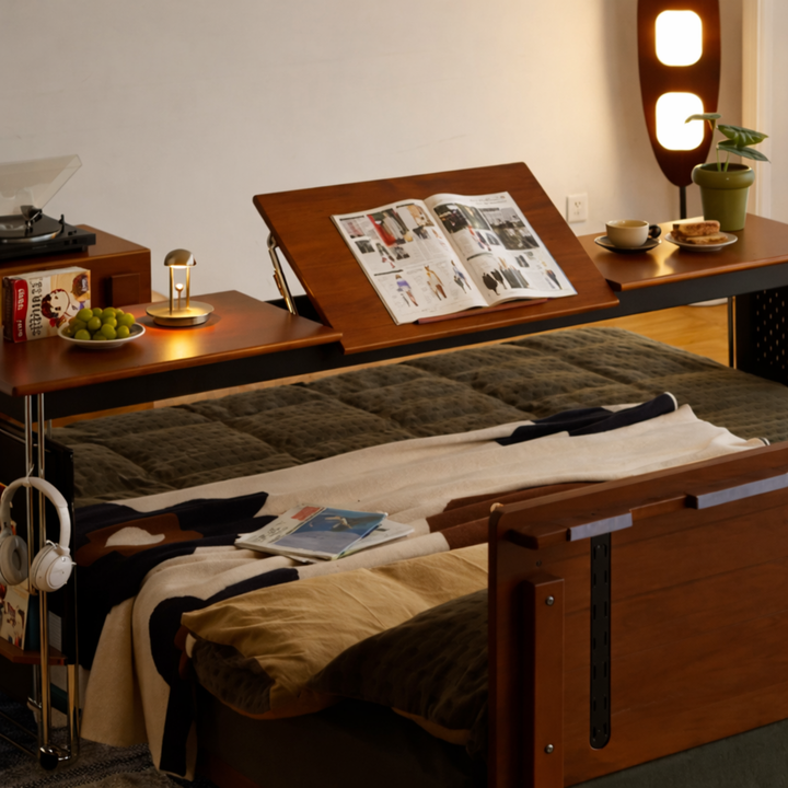TAVERO Modern Solid Wood Mobile Overbed Table