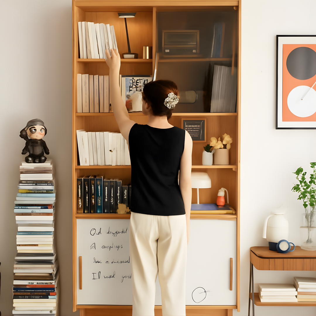 SOROKI Japandi Solid Wood Display Cabinet