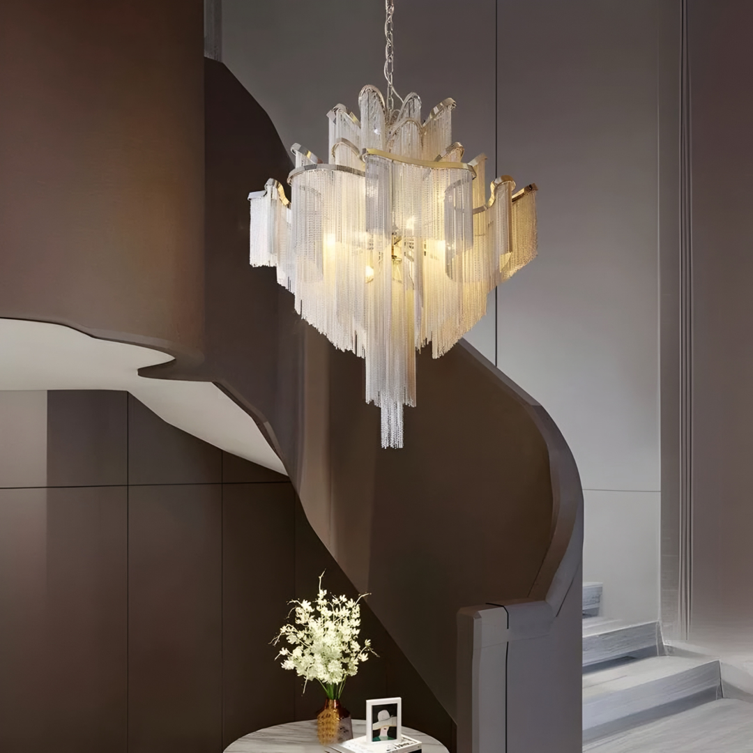 PEMBERTON Modern Grand Crystal Cascade Chandelier