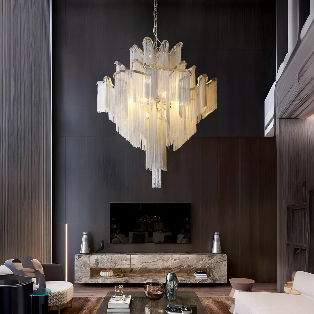 PEMBERTON Modern Grand Crystal Cascade Chandelier
