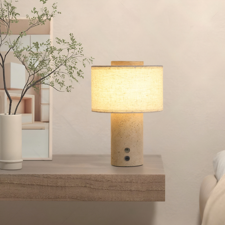 BEXFORD Modern Travertine Table Lamp