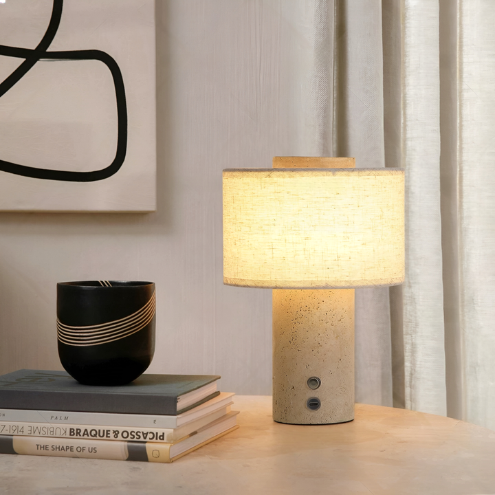 BEXFORD Modern Travertine Table Lamp