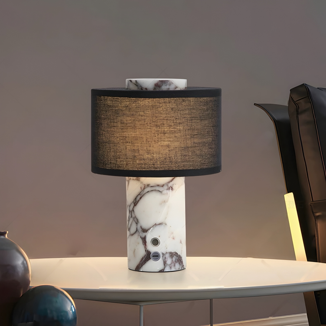 BEXFORD Modern Travertine Table Lamp