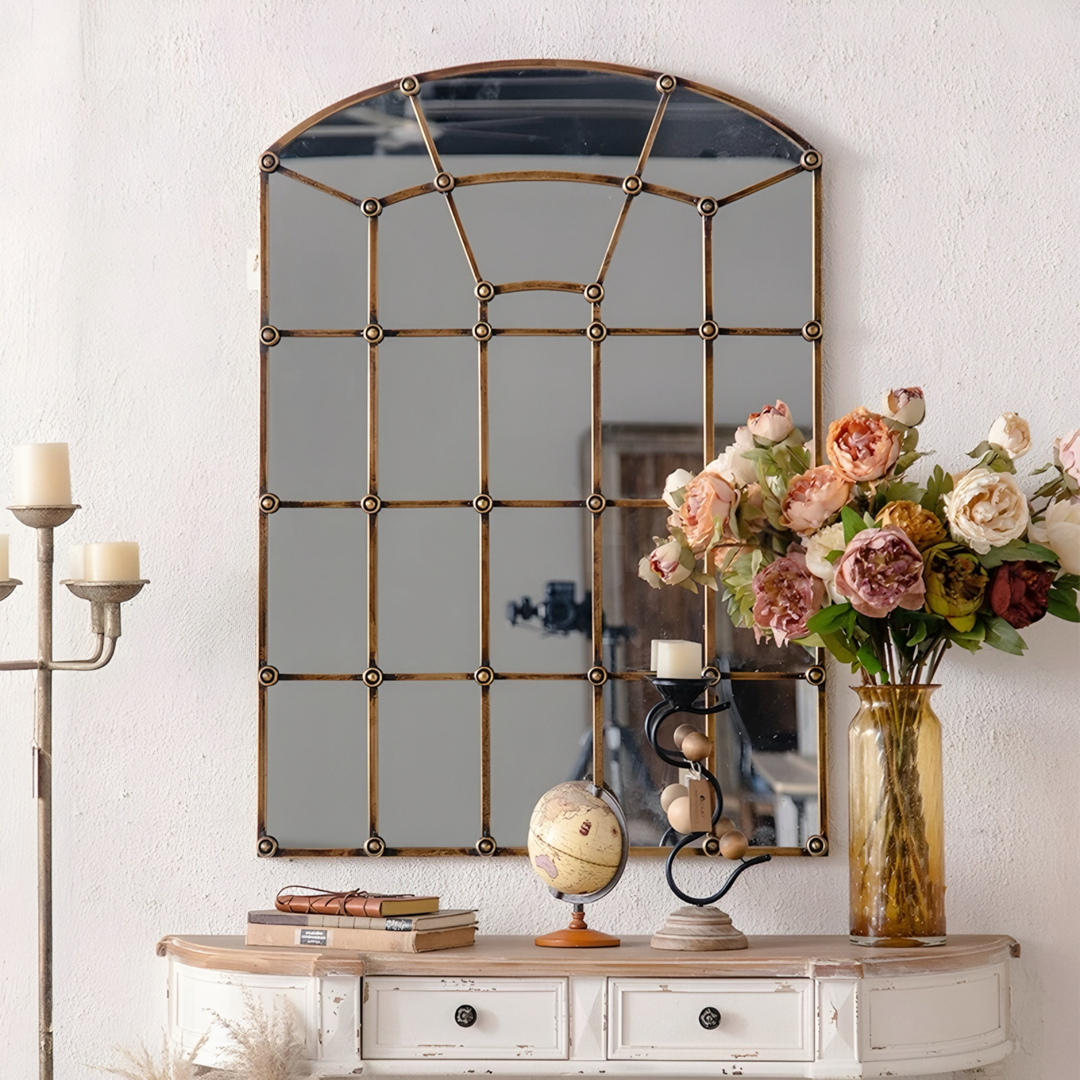 RAVENEL Rustic Window Wall Mirror
