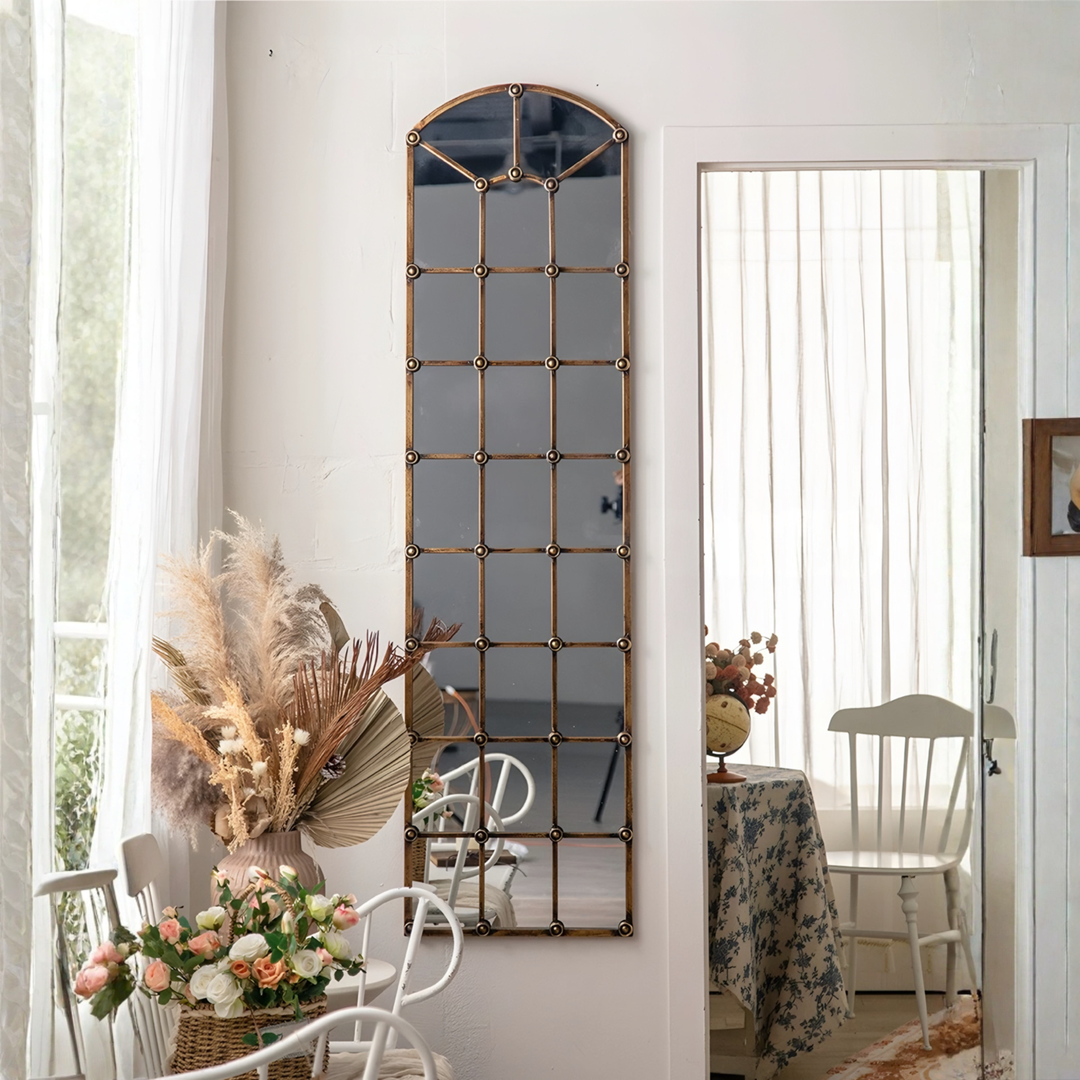 RAVENEL Rustic Window Wall Mirror